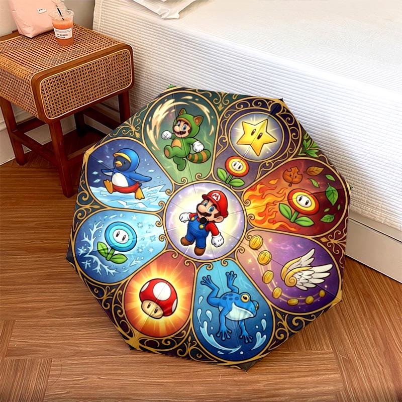 1PC Automatic Folding Umbrella Super Mario Pattern 8 Ribs Portable Foldable Travel Umbrella Christmas Birthday Gift разноцветный