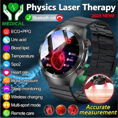 2025 Neue Saphirglas Nicht-invasive Gesundheitsüberwachung Smartwatch Lasertherapie Blutfett Harnsäure EKG Smartwatches Für Xiaomi