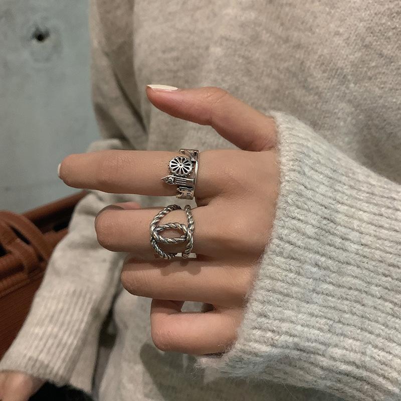 Style Urban Modern Hollow Geometric Ring For Women With Adjustable Size Made From 925 Silver Pure