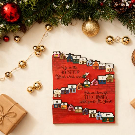 Yousheng Wooden Castle Advent Calendar 24 Days Count Down To Christmas Calendar for Kid Adult Holiday Tabletop Decoration for Home Party Decor