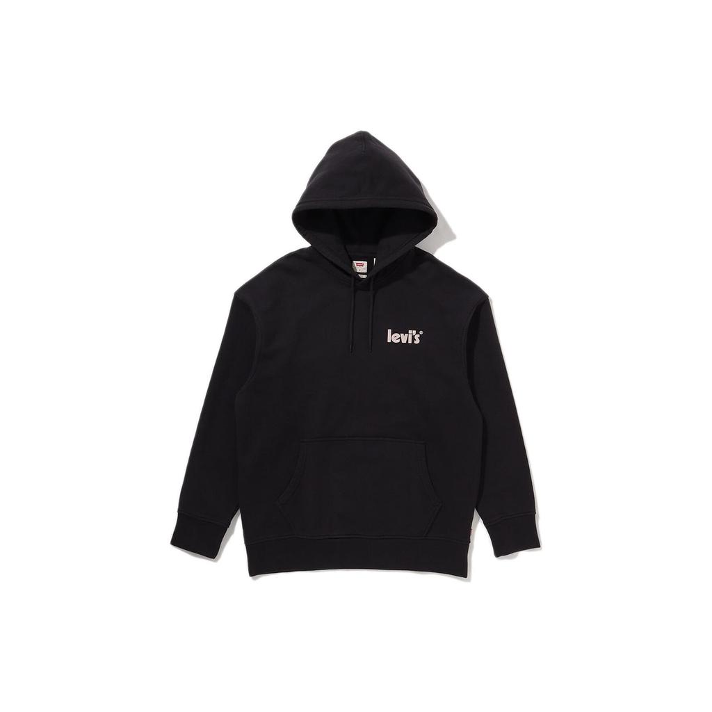 Levis Solid Logo Print Drawstring Hoodie Men hoodies Black 38479-0088
