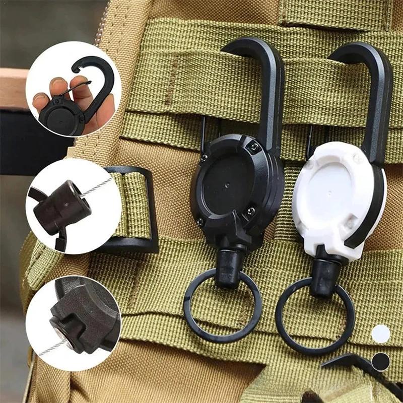 4PCS Heavy Duty Retractable ID Badge Reel with Carabiner Steel Wire Rope Key Holder Durable Outdoor Keychain Tool for Daily Use