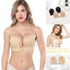 Trägerloser Silikon-Tief-U-BH, selbstklebender Gel-klebriger unsichtbarer BH, rückenfreier Kleid-Nude-BH