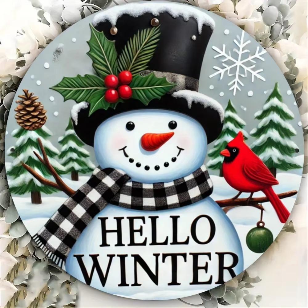 Metal Snowman Wall Art Rustic Winter Decor Home Garden Painting Set