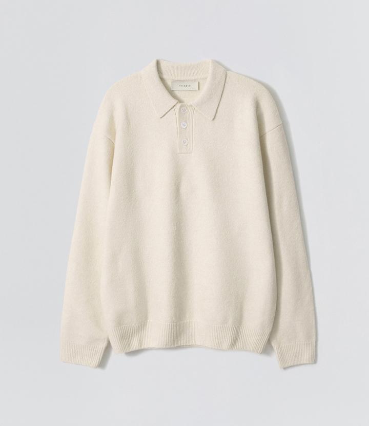 EZIO Natural Button Collar Knit_Ivory