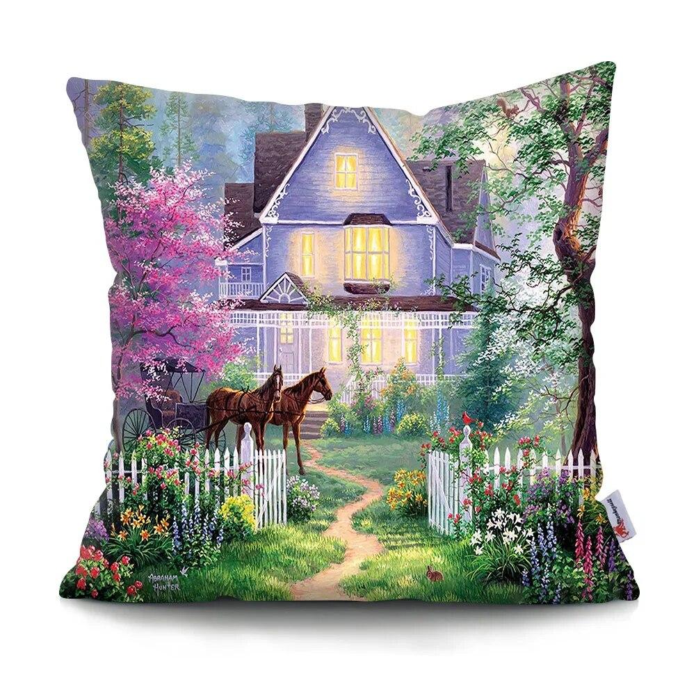 Neverland Ranch Rustic Landscape Pillowcase Polyester Print Sofa Chair Bed Cushion Cover Room Home Decor Embrace Pillowcase