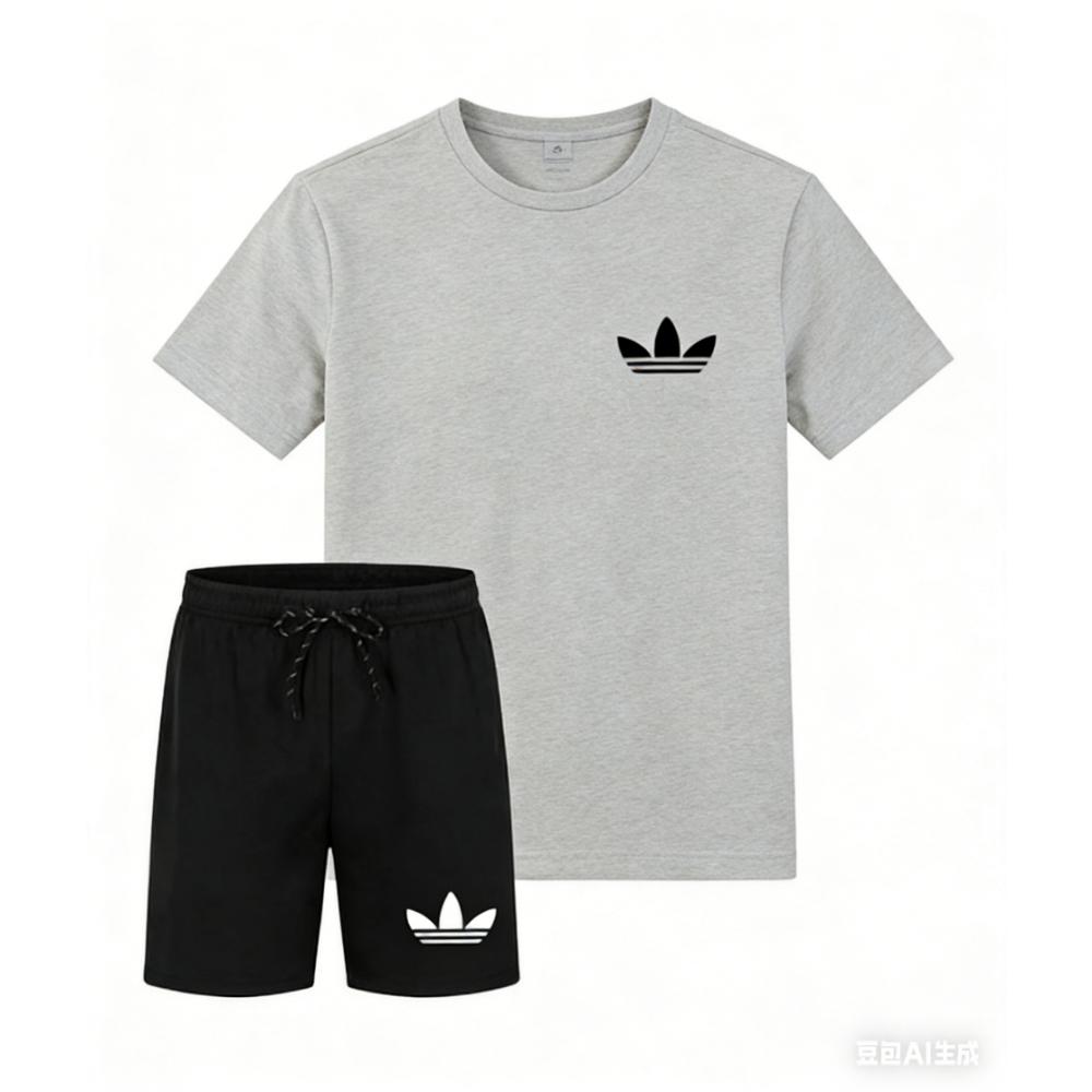 Men's summer new fashion casual outdoor jogging sportswear+shorts set