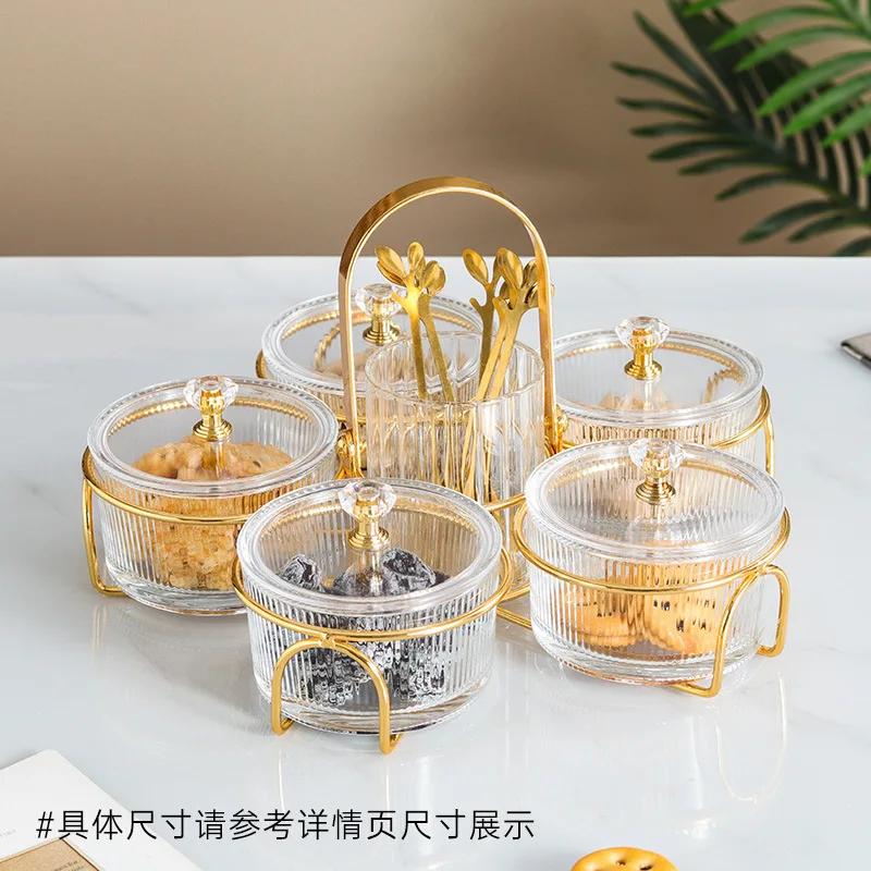 

Стеклянная тарелка для сухофруктов Nordic Light Luxury Snack Plate Круглая прозрачная решетчатая тарелка для закусок с пластиковой крышкой Тарелка для фруктов прозрачный