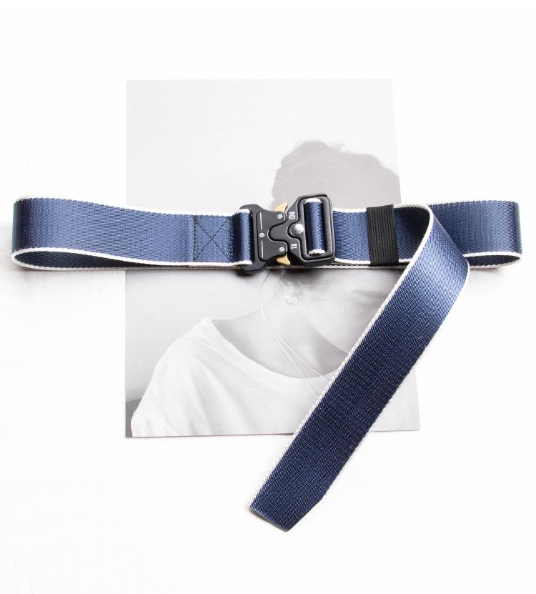 4cm Cobra Buckle Canvas Belt - Unisex Nylon Denim with Silver Buckle 100см