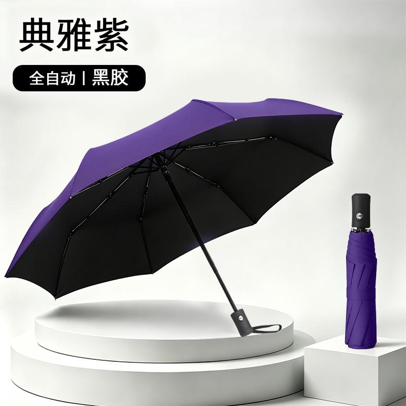 Spot wholesale automatic ten-bone umbrella vinyl sunscreen UPF11 + wind-resistant reinforcement weather and rain dual-purpose folding umbrella