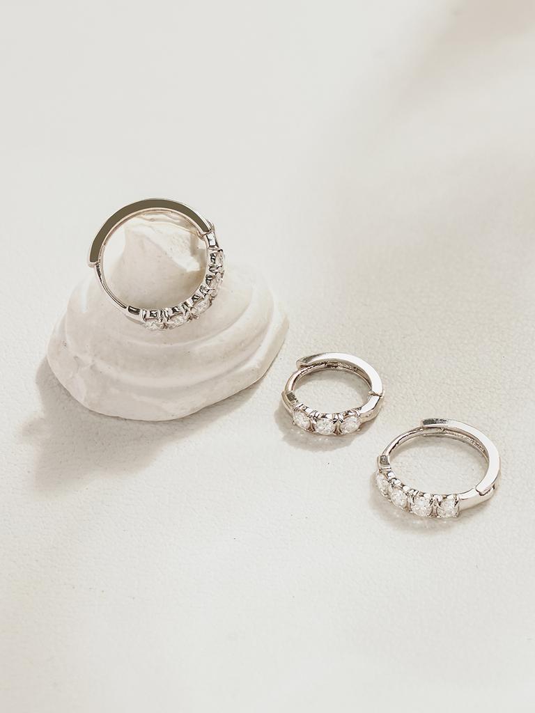 Minimalpiercing 14K 18K Moissanite Diamond One-Touch Ring Earrings