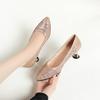 5cm All Match Comfortable Breathable Rhinestone Mesh Leather Shoes Women Pumps 2025 Spring Summer Med Kitten Heels Shoes Office