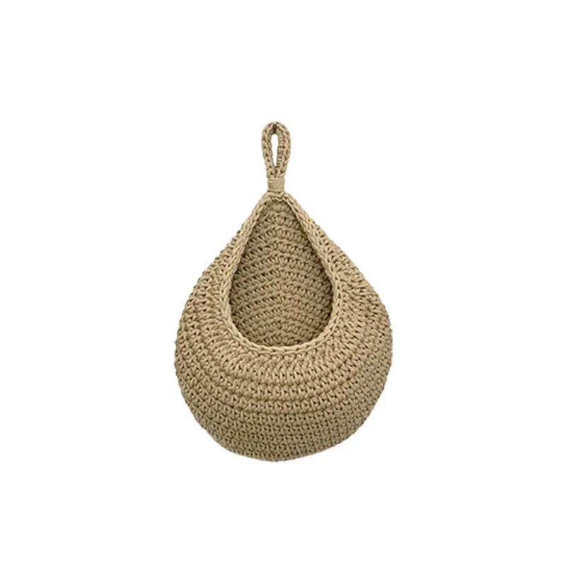 Hanging Water Droplet Net Bag Hanging Wall Vegetable and Fruit Storage Basket Handmade Cotton Rope Woven Bird's Nest