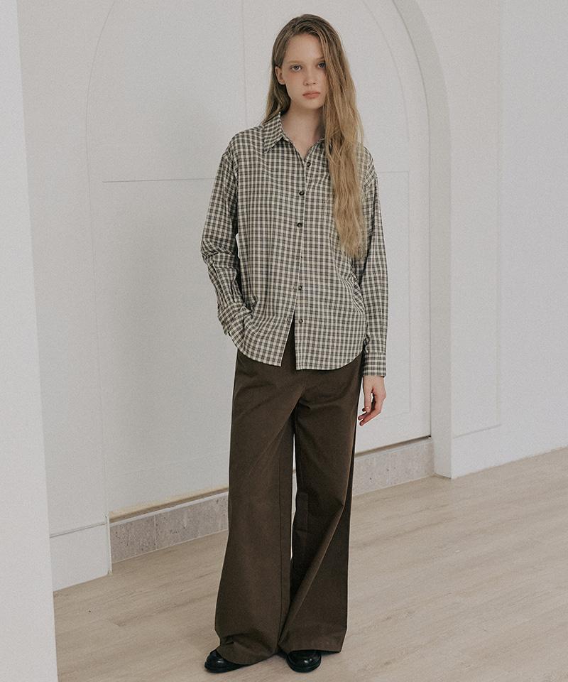 LEFTSEOUL Cotton Gingham Check Shirt [Beige]