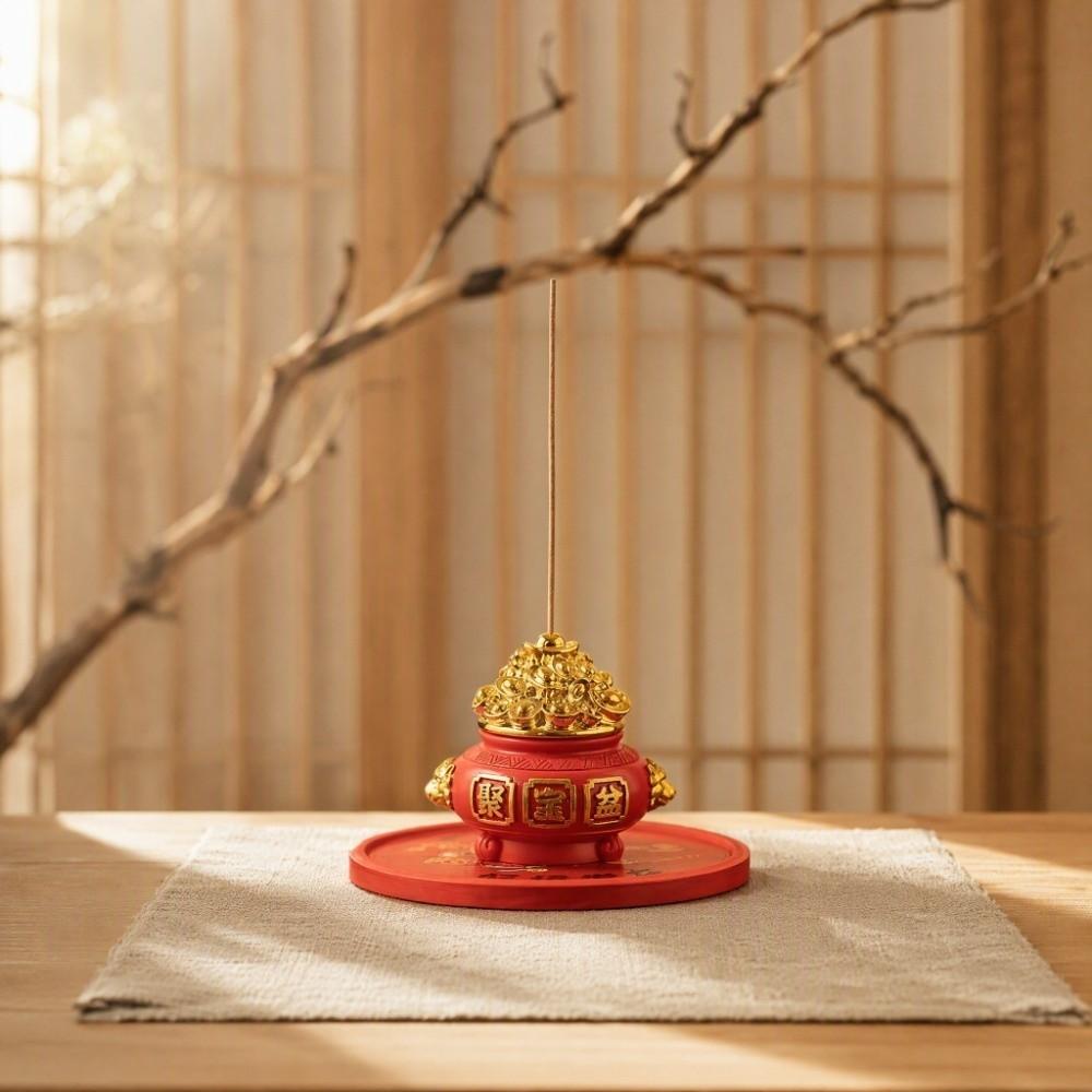 God of Wealth Lucky Treasure Incense Burner Good Lucky Treasure Bowl Censer Holder Zen Space
