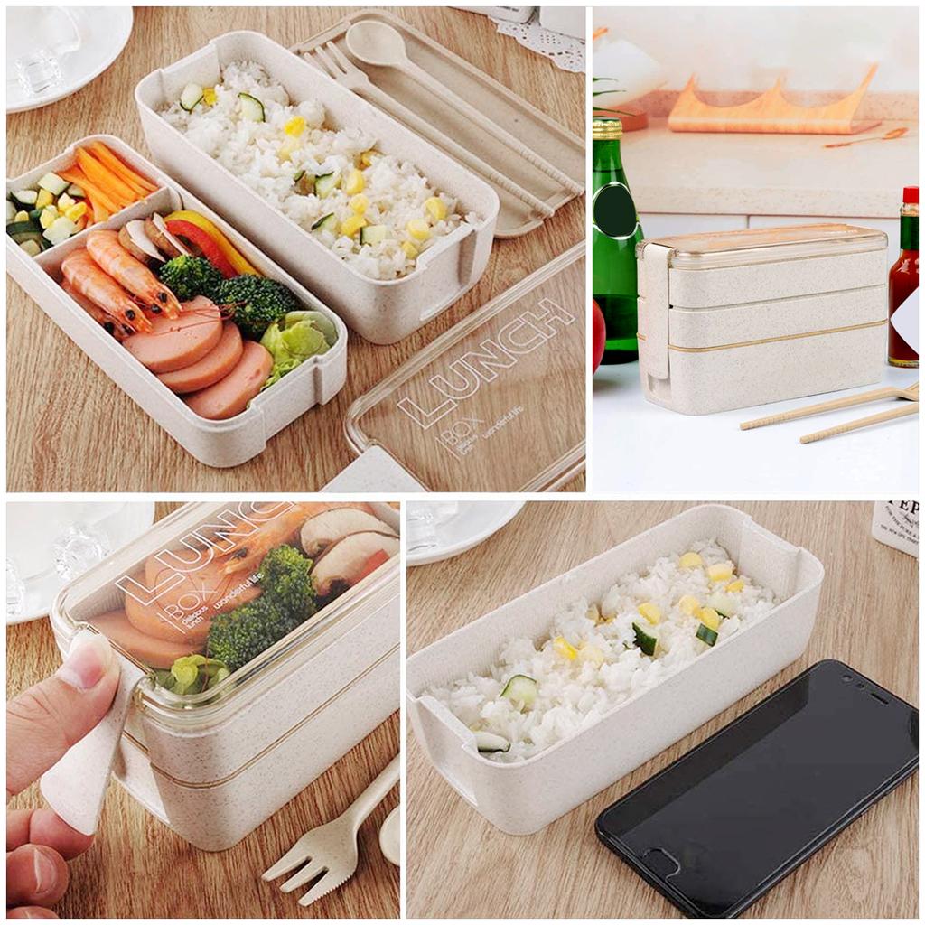 900ml Bento Box Stackable Leak-proof Portable Container Reusable Healthy Plastic Food Dishwasher Microwave Safe for Adults Kids
