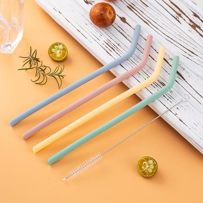 Reusable Silicone Straws Set with Cleaning Brushes, for Water, Milk, Juices, Smoothies, Flexible Portable, Straight, Bent Straws
