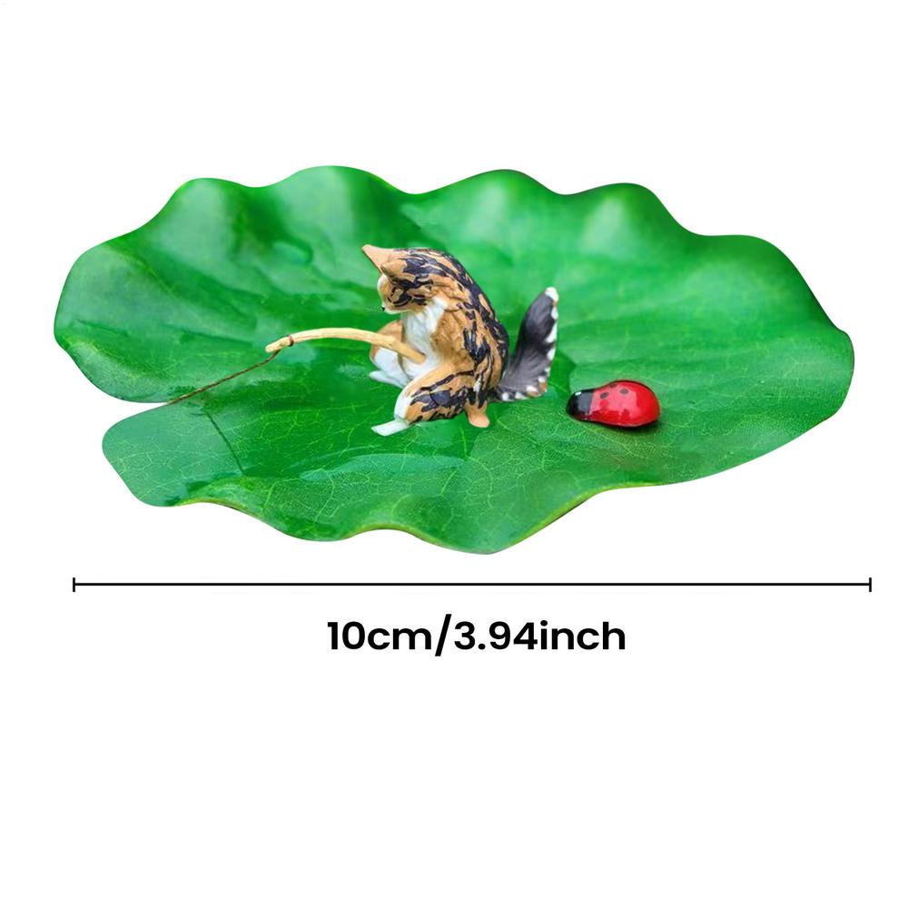 Fish Tank Side Small Resin Cartoon Fishing Cat Kitten Hanging Creative Fun Micro Landscape Office Ornaments Aquarium Decoration