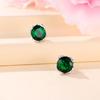 Cute Female Green Round Zircon Stone Stud Earrings Unique Silver Color Wedding Jewelry For Women