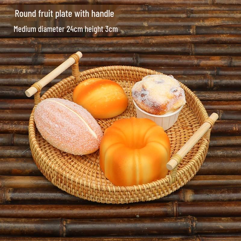Vietnamese Handmade Rattan & Bamboo Basket for Fruit or Steamed Buns - Round, Simple Design for Household Use