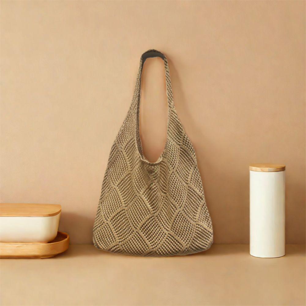 Large Capacity Women Shoulder Bag Fashion Shopping Tote Big Purses Knitted Handbag  Travel
