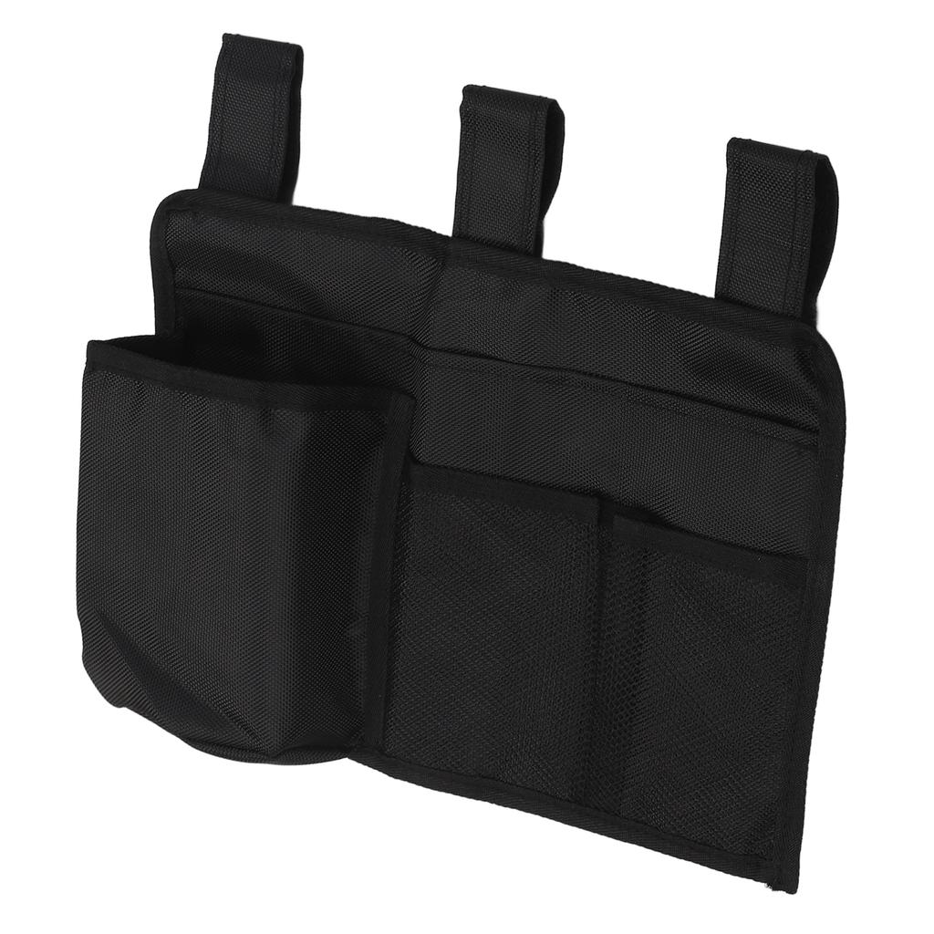 Bedside Storage Bag Nylon Bed Rail Hanging Organizer Pocket for College Dorms Hospitals Baby Bed Black