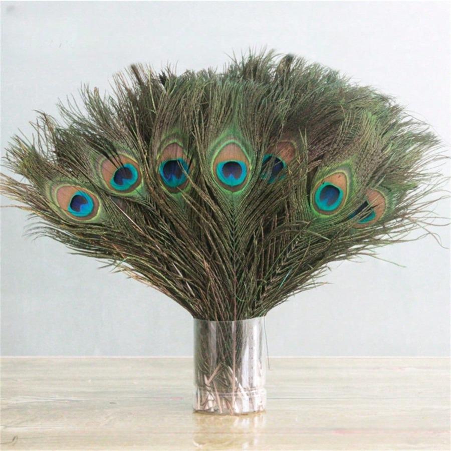 Peacock Feather In Bulk, Faux Peacock Feather Decorated for Vase Craft Vase Wedding Home Party Christmas Day Decoration Peacock Feathers