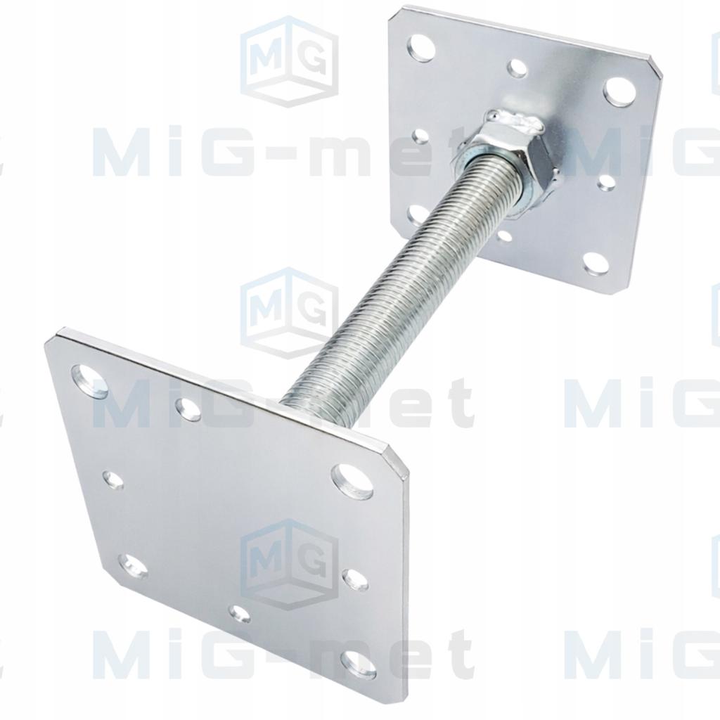 Post Base Adjustable Anchor 110X250X4.0Mm Oc + Welded Nut