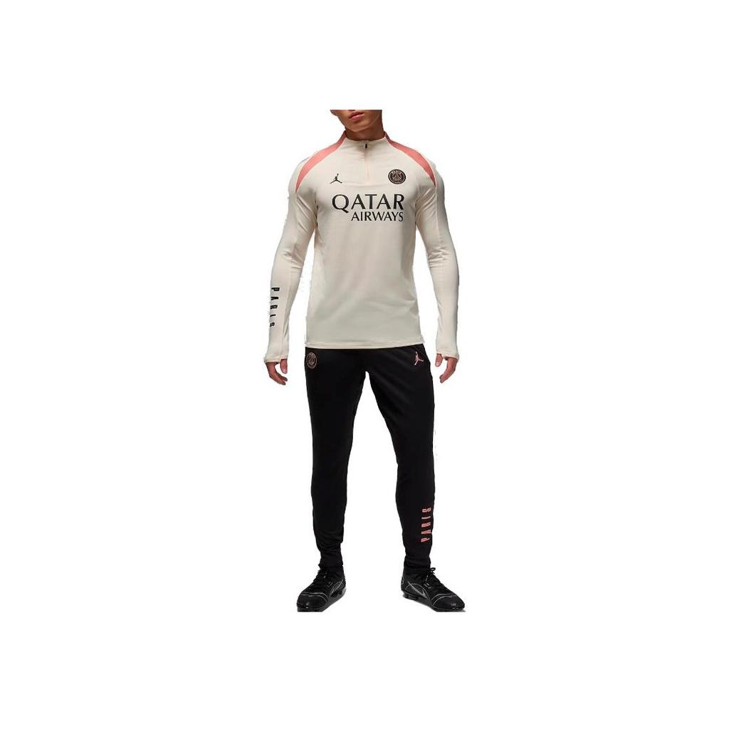 Jordan Color Block Letter Slim Fit High Neck Long Sleeve T-Shirt Men Tops Beige FQ2625-111