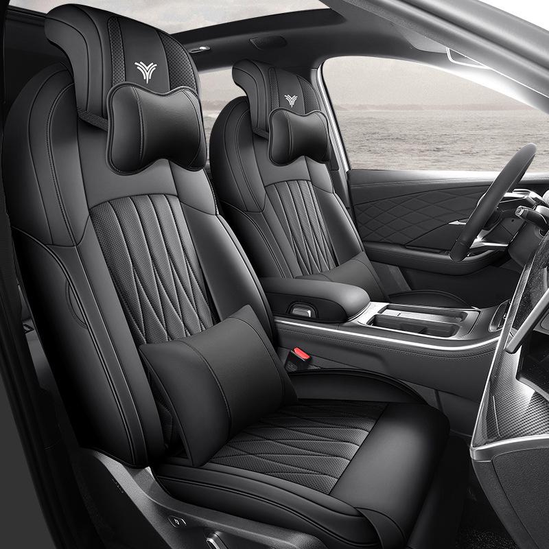 Nezha L Universal Full Leather Car Seat Cushion - Perforated, Full Surround, All-Season Cover.