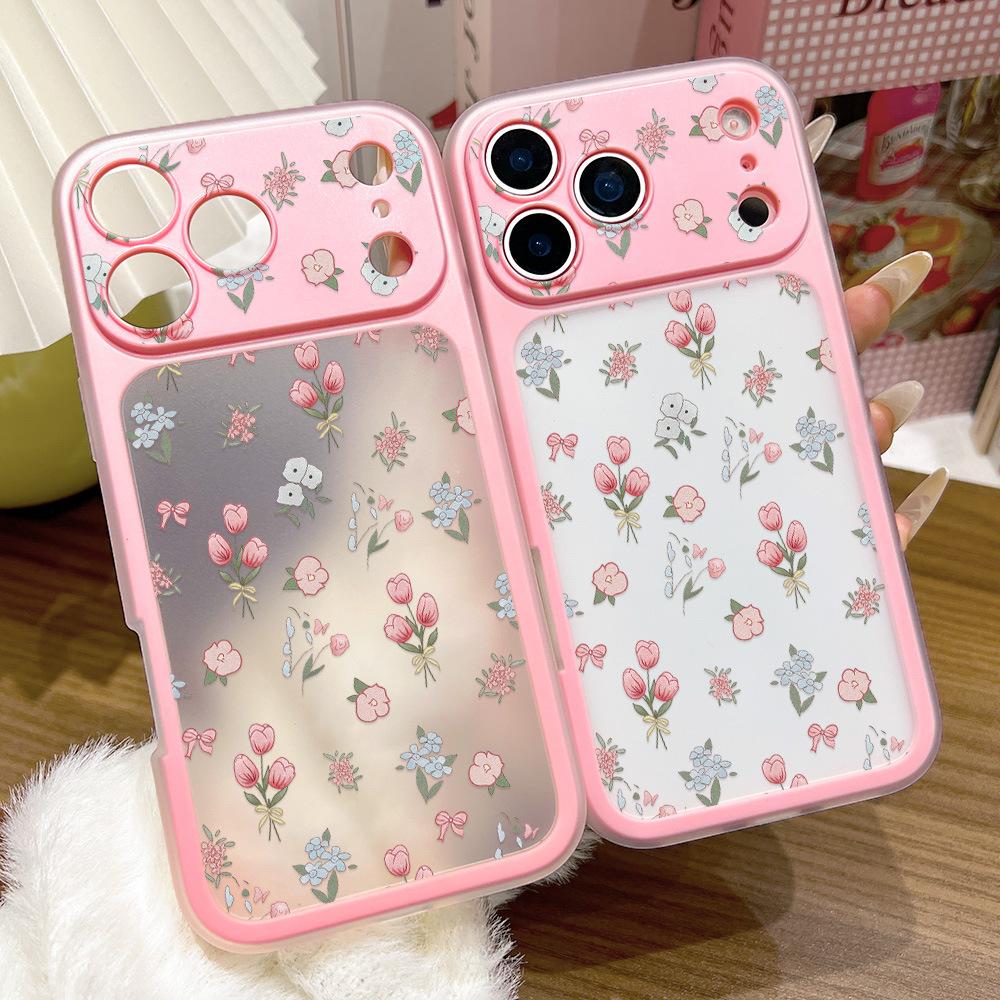 Full screen flowers are suitable for iPhone17promax pink two-in-one mobile phone case, Apple 16 niche 15 generation