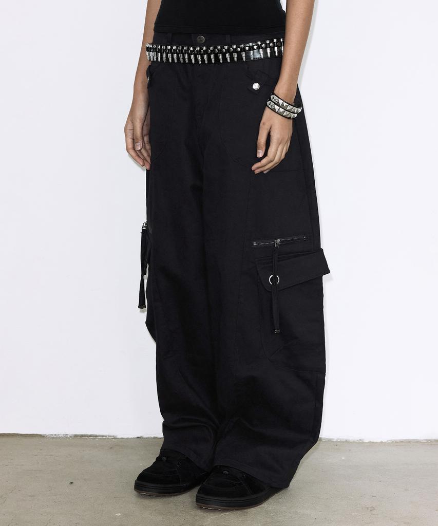 FANCY CLUB Cross Pocket Cargo Pants (Black) F25Zd976