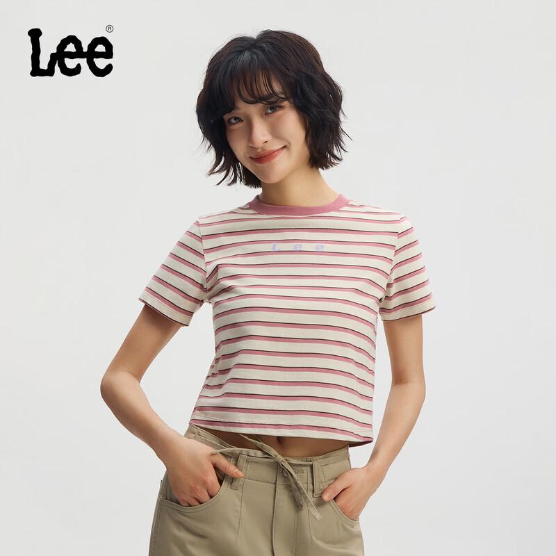 Lee Women's Logo Print Striped Short Sleeve T-Shirt