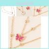 Elegant Butterfly Pendant Necklace For Women Stylish Alloy Double Layer Design
