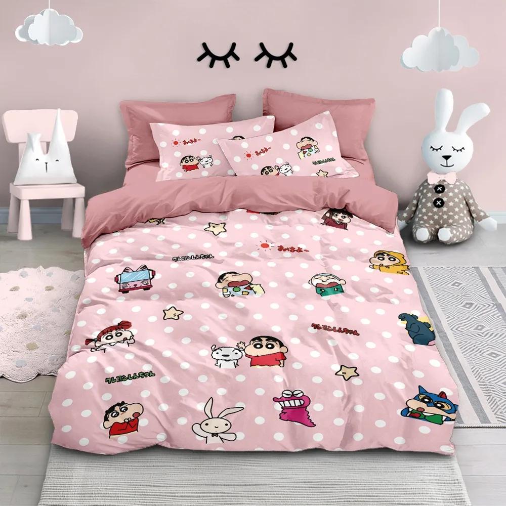 3D Printed Crayon Shin-chan Bedding Set Double Large Duvet Cover Set Pillowcase Home Textile Boy Girls Adult Gifts
