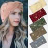 Autumn & Winter Knitted Beaded Wool Headband - Vintage, Wide Edge, Windproof for Women