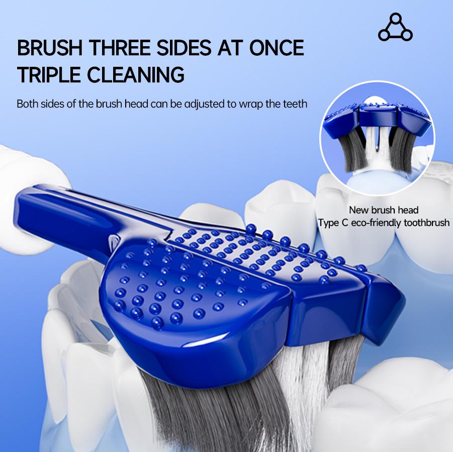 1D Manual Toothbrush 6pcs Three sided U-shaped Soft Toothbrush for Comprehensive Oral Cleaning for Adults, Men and Women, Couple