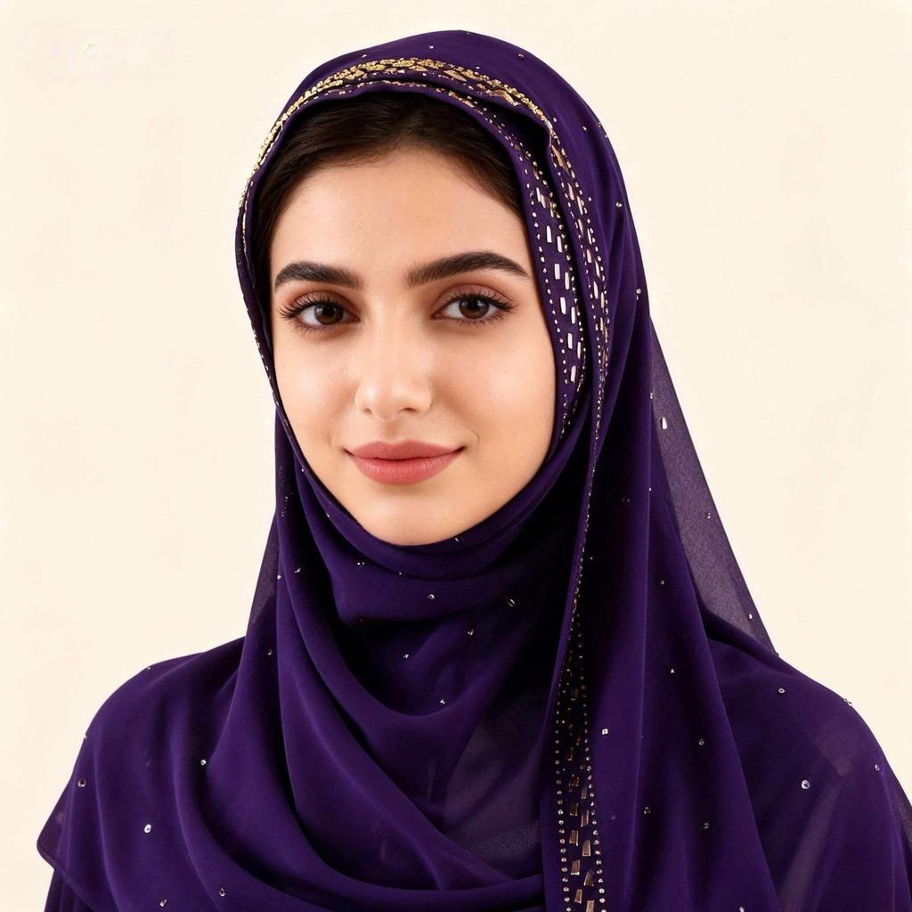 Pearl Chiffon Rhinestone Ethnic Scarf Shawl