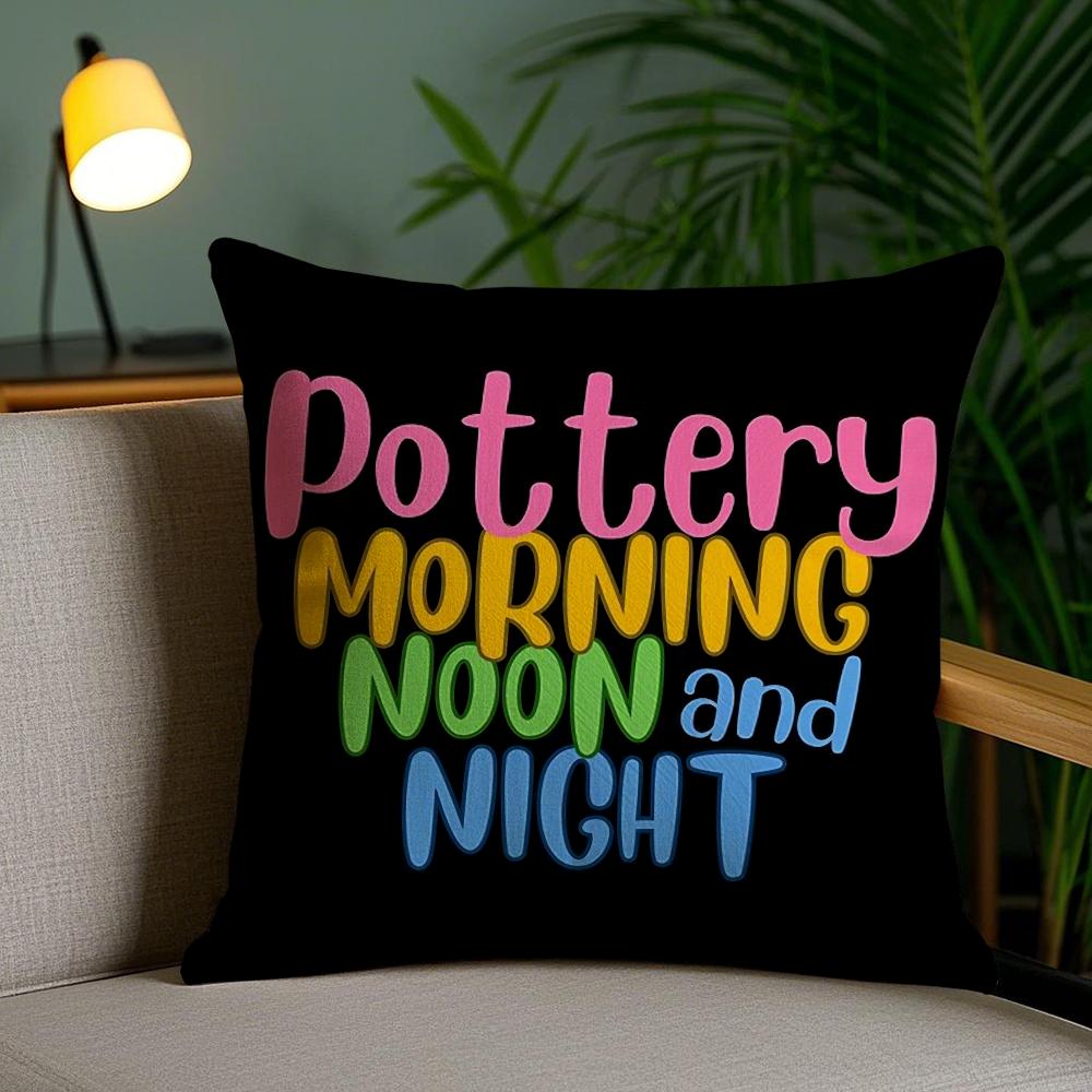 Morning Noon Cushion Cover Plush Fabric Soft Double-Sided Printed Invisible Zipper Sofa Pillow Case Home Decor