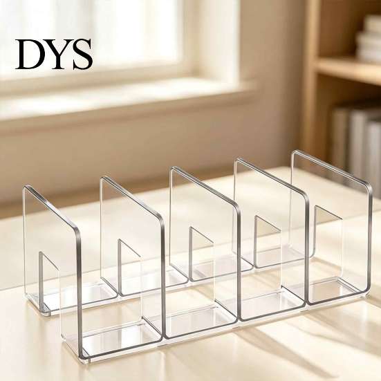 Office Desk Accessories for Book Clear Acrylic File Holder, L-Shaped Organizer, Sturdy Desktop Plastic Dividers Folder Rack, Documents Magazines