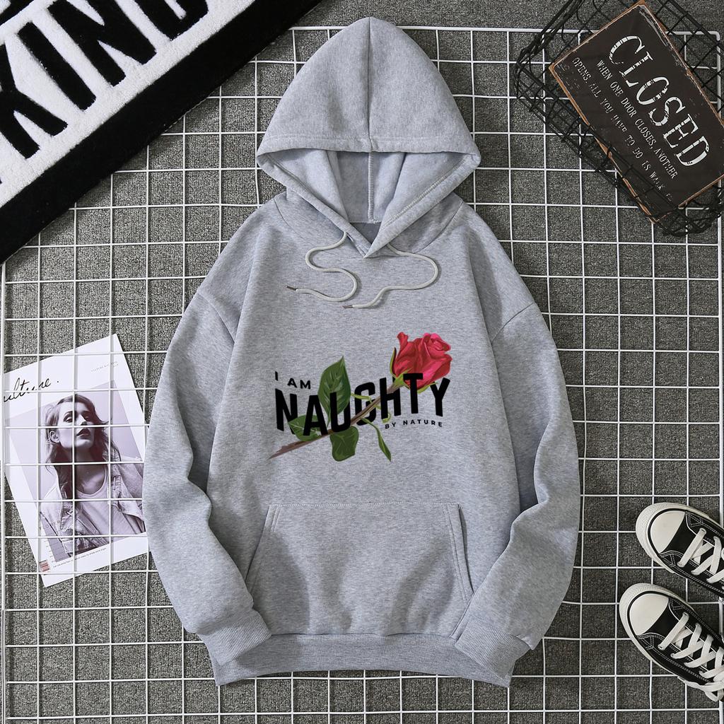Women's Real Shot American Plant-printed Sweater Hooded Autumn and Winter New Men's and Women's Models