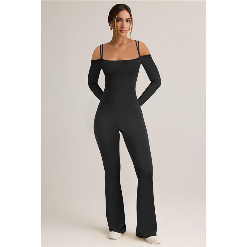 

Autumn/Winter Backless Off-Shoulder Double Strap Flared Jumpsuit Extra Large