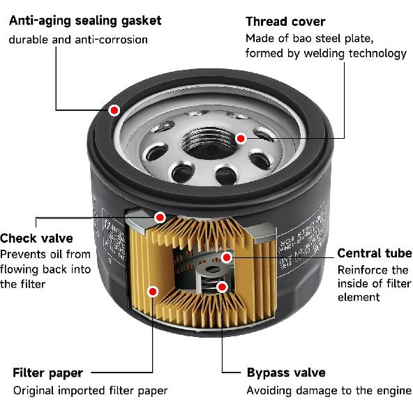 49065-0721 Oil Filter Compatiable With Kawasaki FR730V FX730V FR691V FS691V FR600V FX691V FS651V FR651V FX600V Engines Replace 49065-7007 2Pcs