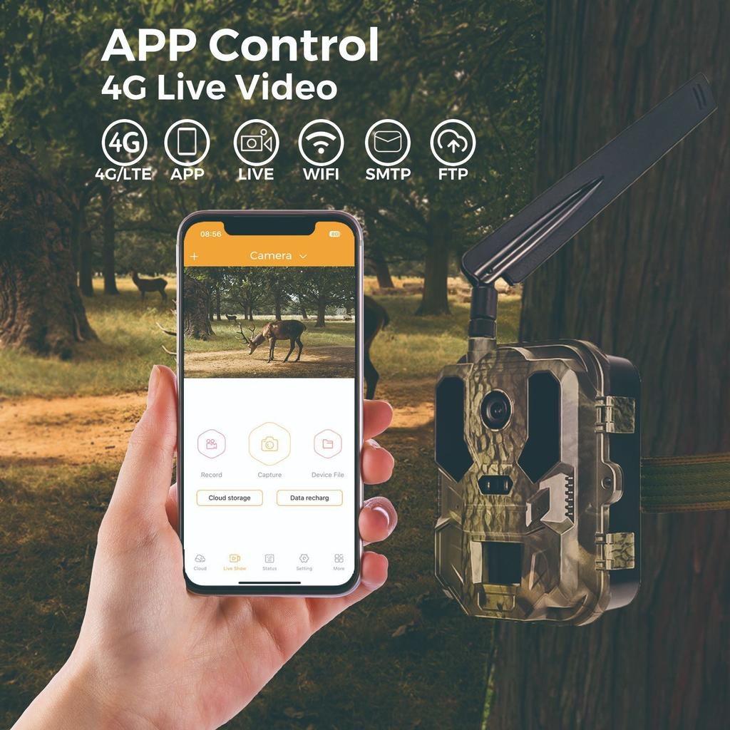 True 4K 4G IP66 Waterproof Outdoor Trail Camera HC-960Ultra-Li with Remote Smartphone Control Via FTP/SMTP/App 20m Night Vision