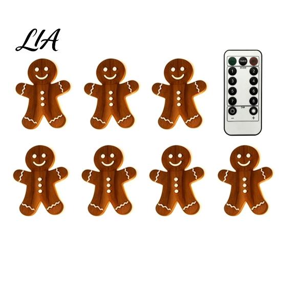Christmas Atmosphere Ambient Light 7PCS Wooden Wall Lights, Warm LED Backlight Glowing Silhouette Decorative Elk Figures Pendants, Rustic Style