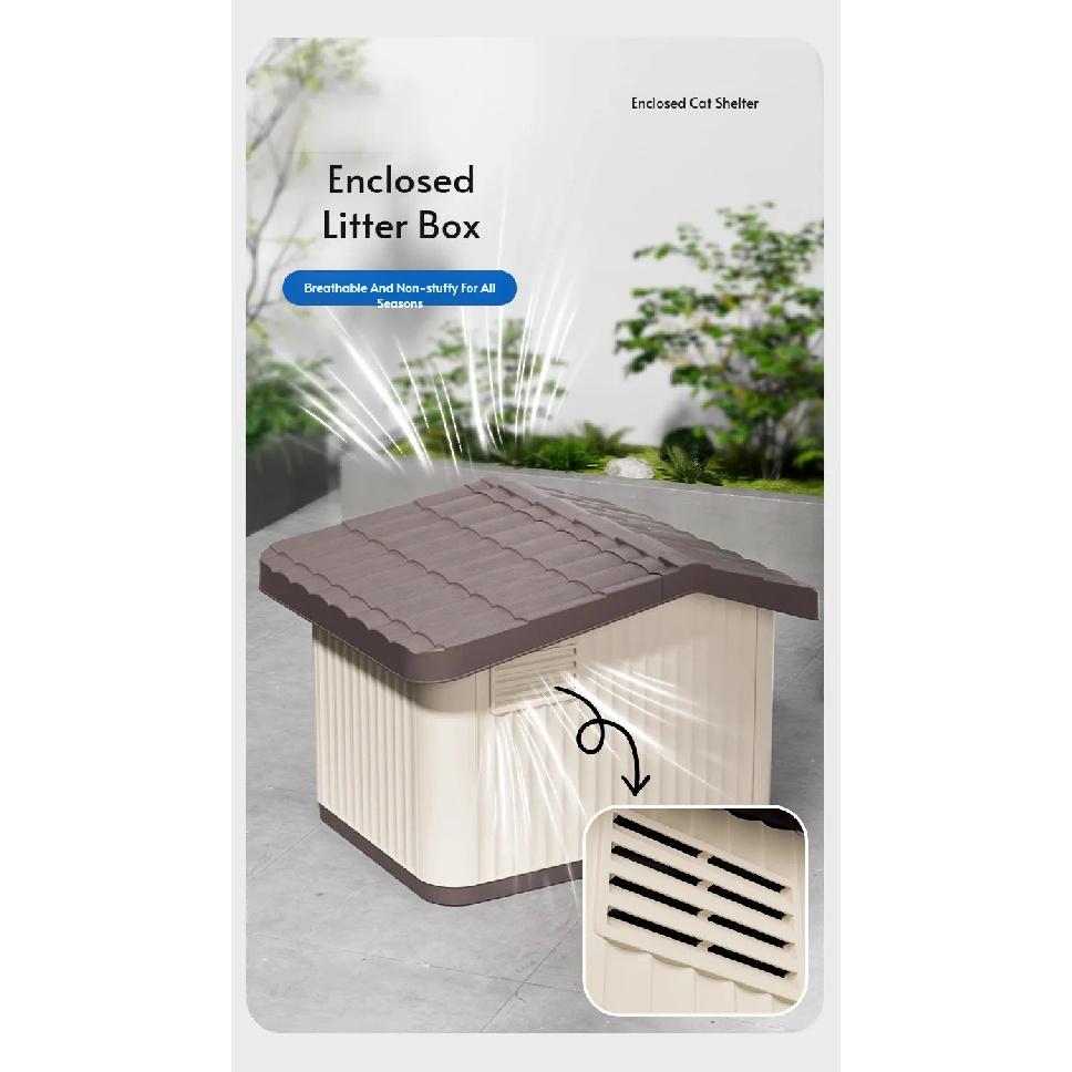 Outdoor Cat House for Stray Cats, All Season Waterproof Enclosed Pet Shelter, Warm Winter Cold Proof Cat Bed for Outdoor Use