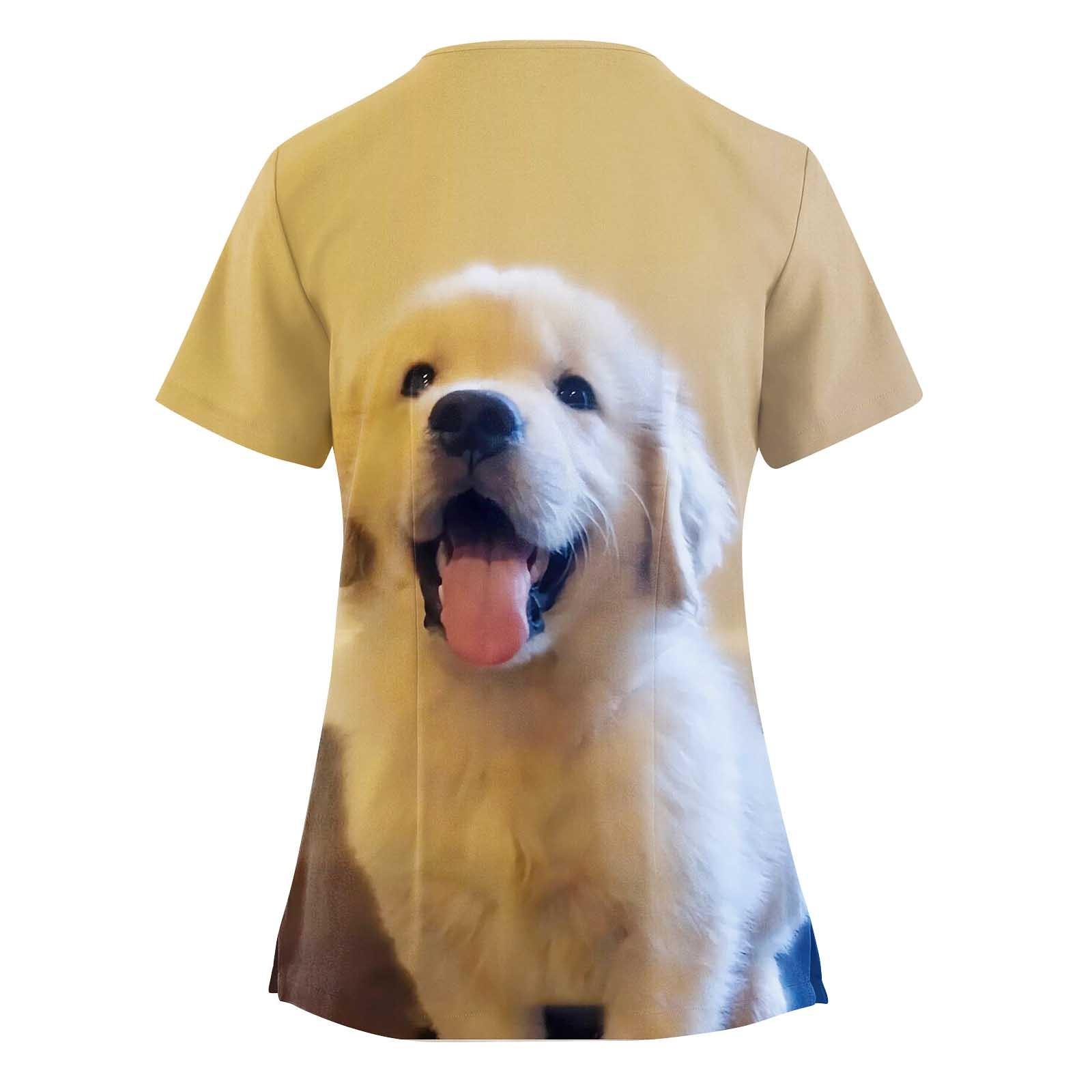 Женский топ с карманами и карманами с пасхальным принтом и v-образным вырезом с короткими — фото 5