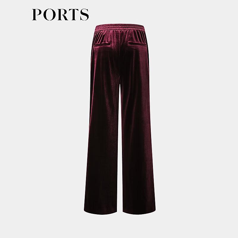 PORTS Women's Burgundy Velvet Straight-Leg Casual Pants