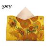 Multipurpose Tissue Box Leather Cover, Foldable Desktop Organizer, Oil Painting Style Napkin Holder Case, Reusable Facial Paper Organizer Dispenser,