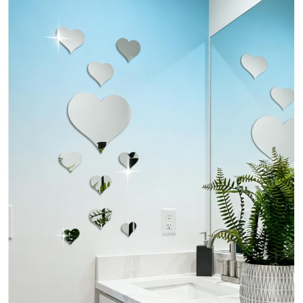 Adesivo da Parete Specchio a Forma di Cuore in PVC Autoadesivo per Decorazione Casa Elegante Adatto per Soggiorno Camera da Letto e Studio